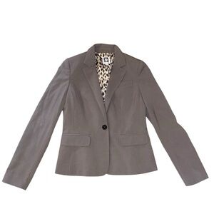 Anne Klein Taupe Blazer with Leopard Print Lining – Size 4